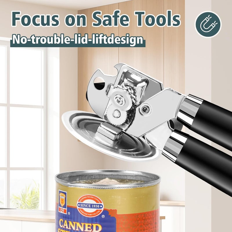 Yannier Multifunctional Heavy Duty Can Opener Manual Smooth Edge Can Opener and Bottle Openers with Magnet Durable Sharp Cutting Blade Comfortable Handle Big Effort-Saving Knob Kitchen Tool - Image 5